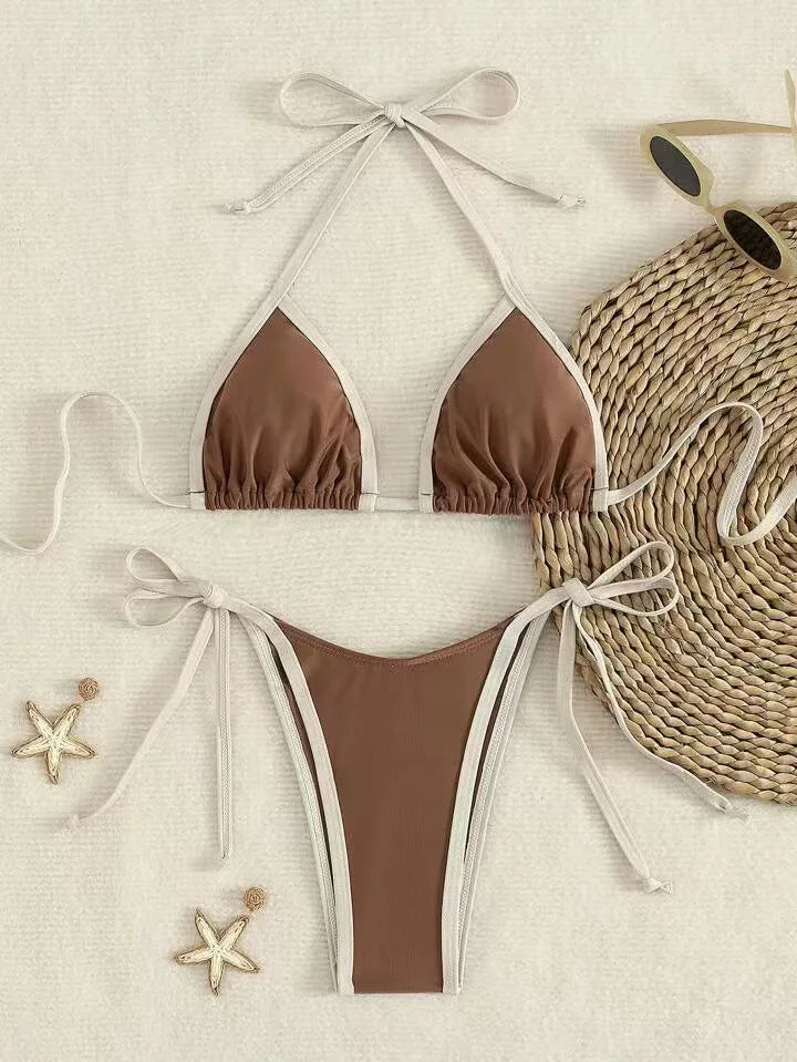 2026 Sexy Contrast Color Separates Micro Bikini Women's Swimsuit Female Swimwear Mini Thong Bikinis Set Two-piece Bathing Suit - 26628-16 -