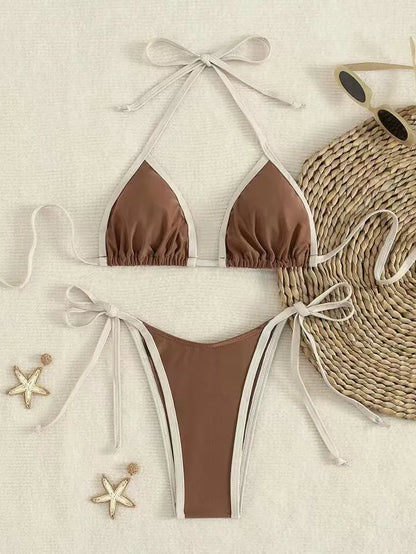 2026 Sexy Contrast Color Separates Micro Bikini Women's Swimsuit Female Swimwear Mini Thong Bikinis Set Two-piece Bathing Suit - 26628-16 -