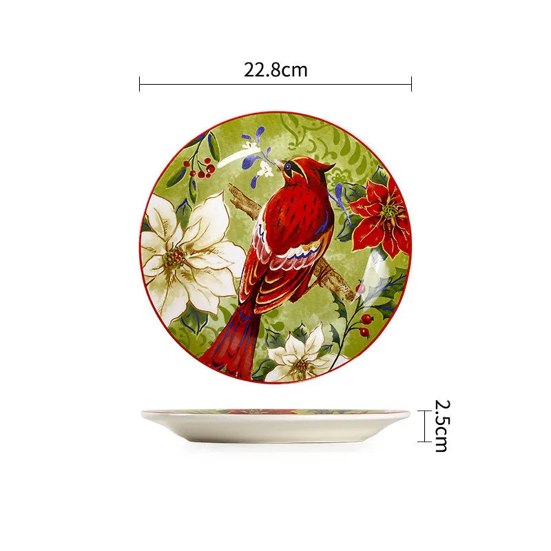 Colorful Ceramic Plates Dishware red green white 1pc