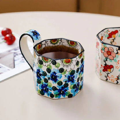 Retro Flower Mug Ceramic Coffee Cup