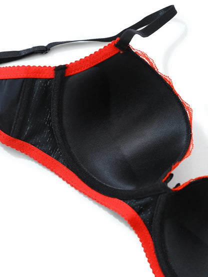 Sexy Lace Women's Bra Alluring Lace-Trimmed Padding Push-Up Bra Comfortable Breathable Women's Underwear - -