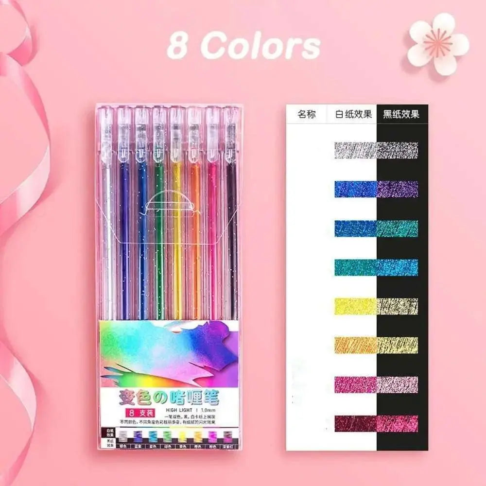 Gel Pen Glitter Gel Pen Set 8PCS School-age children Unisex