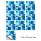 10pcs Mosaic Hard Tiles Sticker 2d Peel & Stick blue grey