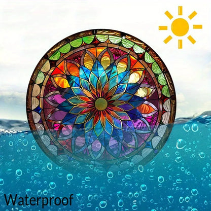 8" Round Mandala Aluminum Art Sign - UV-Resistant Waterproof Wall Decor, Art Nouveau Living Room Patio Art - -