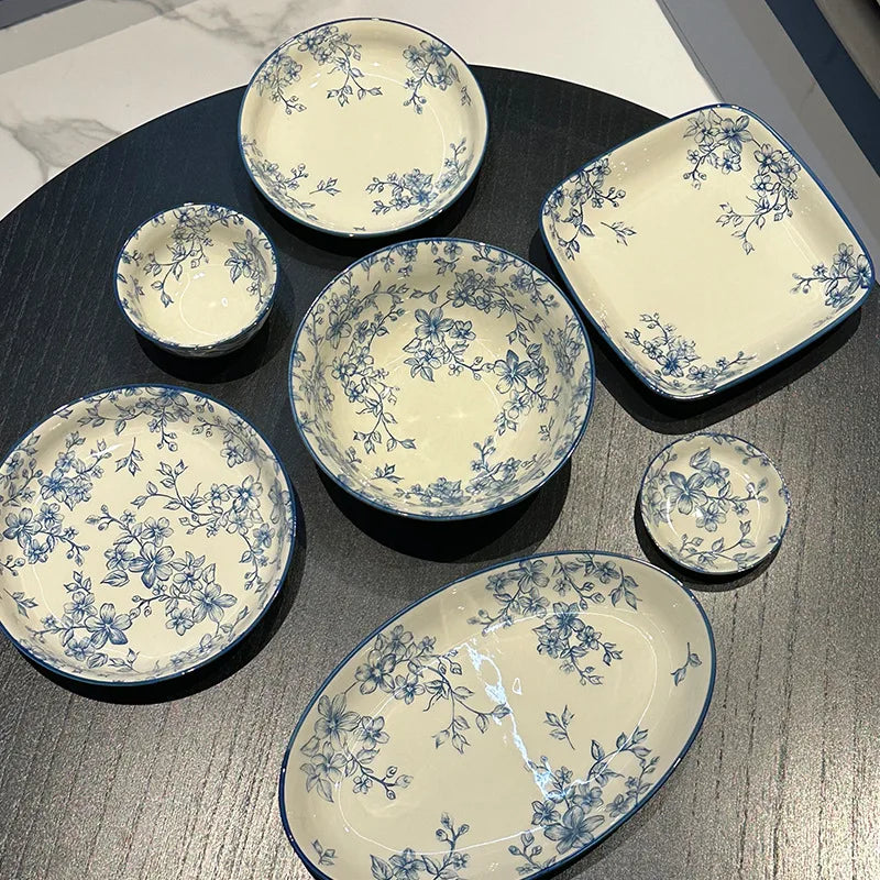 Ceramic Floral Bowl and Plates