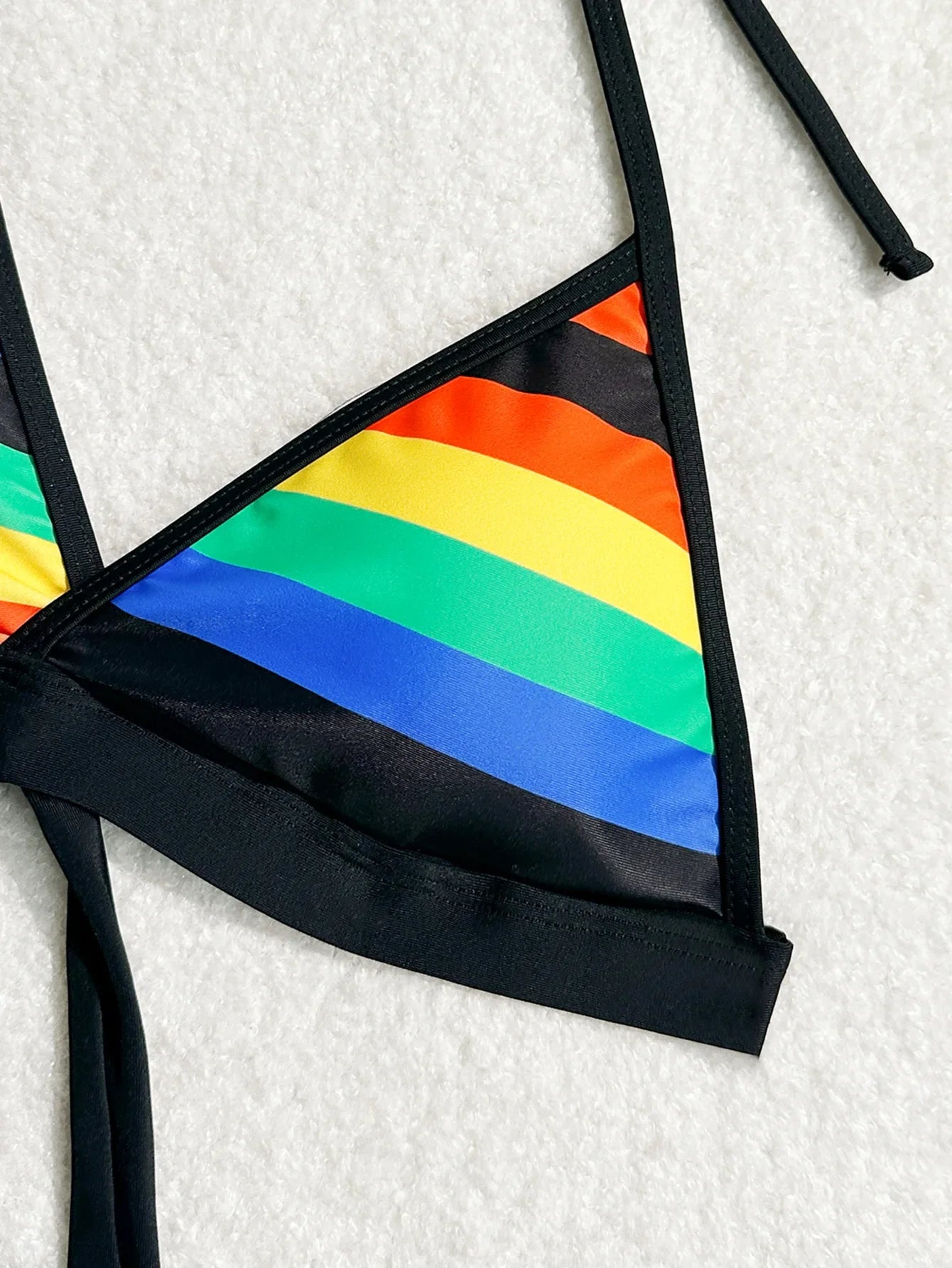 Women's Rainbow Color Bikini Set Sexy Beach Vacation Backless 2 Piece Swimsuit 2024 Summer Bathing Suit Bra Push Up Swimwear - -
