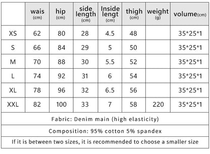 New High-Waisted Sexy Pants Denim Shorts Jeans Solid Color Thin Charming Elegant Pure Desire Shorts For Woman Beautiful 5AML - -