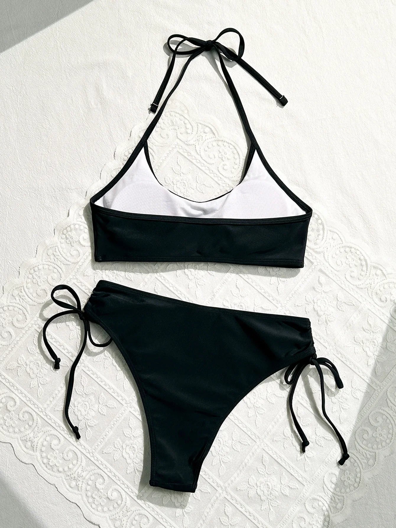Women's Rainbow Color Bikini Set Sexy Beach Vacation Backless 2 Piece Swimsuit 2024 Summer Bathing Suit Bra Push Up Swimwear - -
