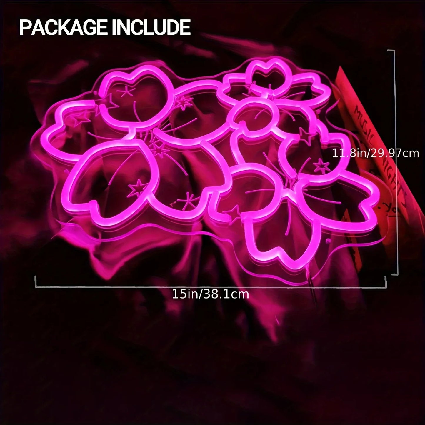 Pink Glow Flower Design LED Neon Sign - - led sign