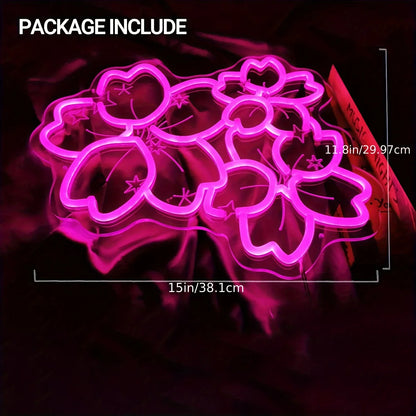 Pink Glow Flower Design LED Neon Sign - - led sign