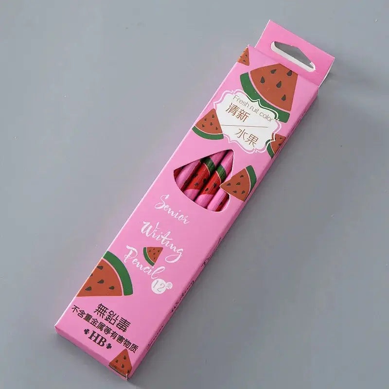 12Pcs Set Fruit HB Pencil Set watermelon One size Unisex