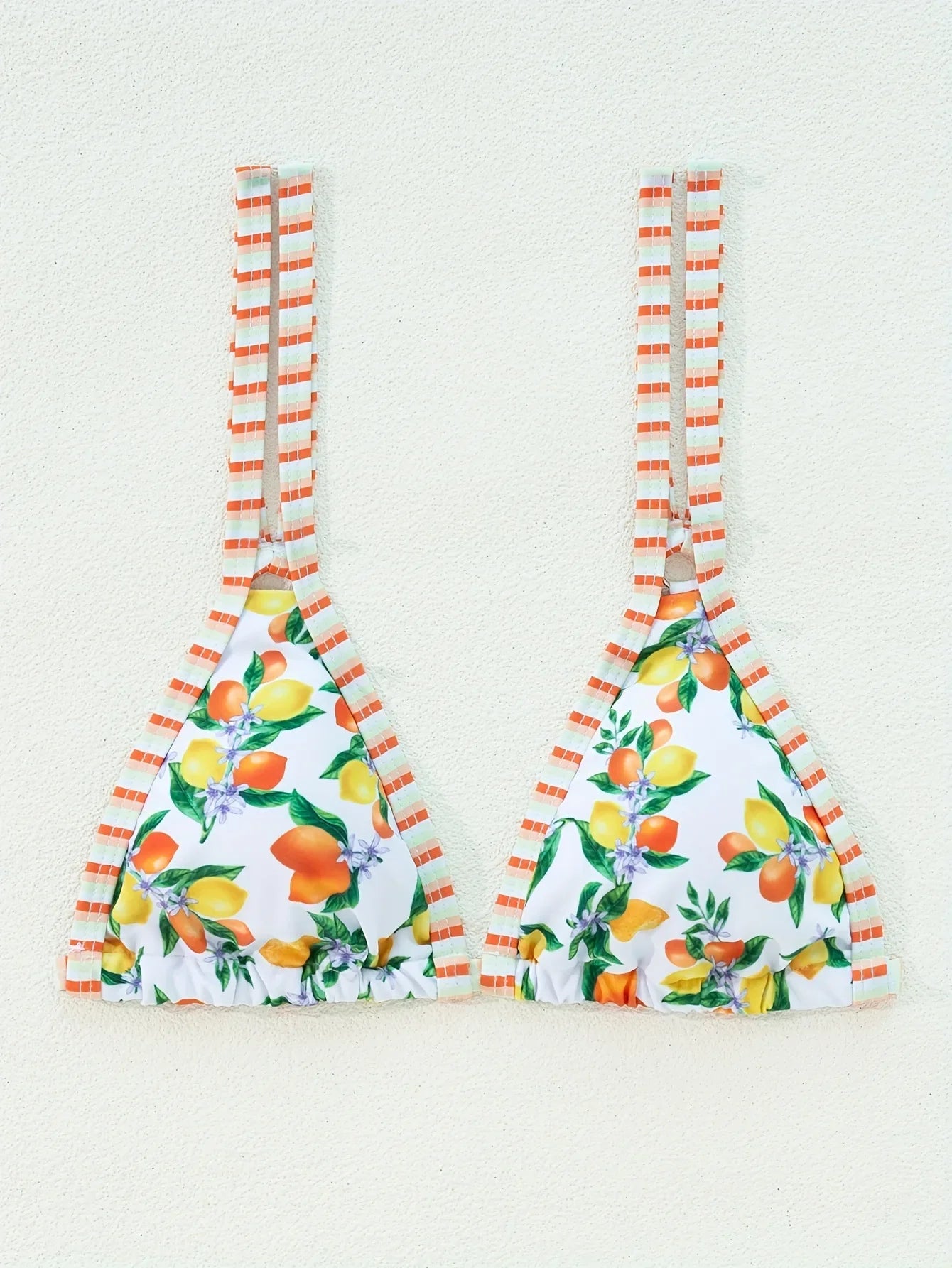 2026 Sexy Orange Print Micro Bikini Women Double Strap Push Up Bra Hollow Out Thong Swimsuit Beach Bathing Suit Holiday Swimwear - -