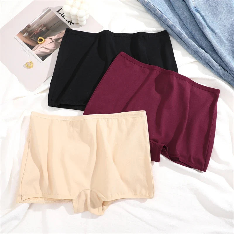 4PCS Women's Panties Cotton Seamless Sports Boxers Underwear Female Solid Color Briefs Cozy Lingerie Intimate Underpants XS-XL - -