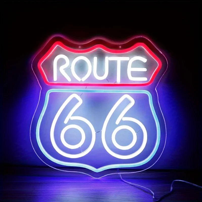 Historic Route 66 Neon Sign - Colorful - led sign