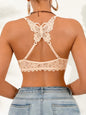 Women's sexy bras Front Buckle Push up bra Removable Back-beautifying lace butterfly pattern Fashionable & Comfortable bra - Apricot -