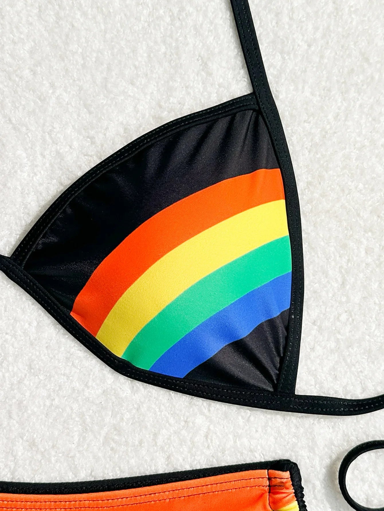 Women's Rainbow Color Bikini Set Sexy Beach Vacation Backless 2 Piece Swimsuit 2024 Summer Bathing Suit Bra Push Up Swimwear - -