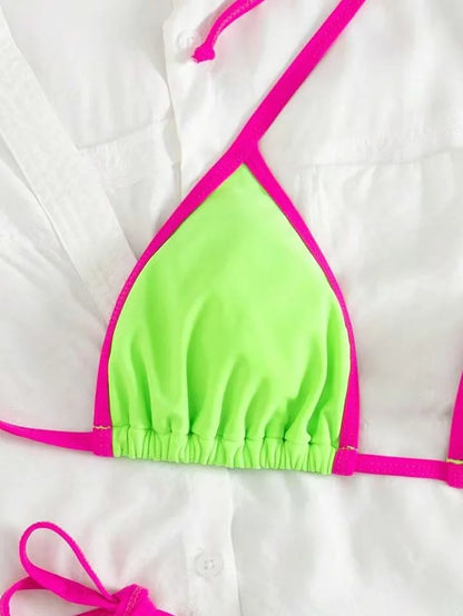 2026 Sexy Contrast Color Separates Micro Bikini Women's Swimsuit Female Swimwear Mini Thong Bikinis Set Two-piece Bathing Suit - -