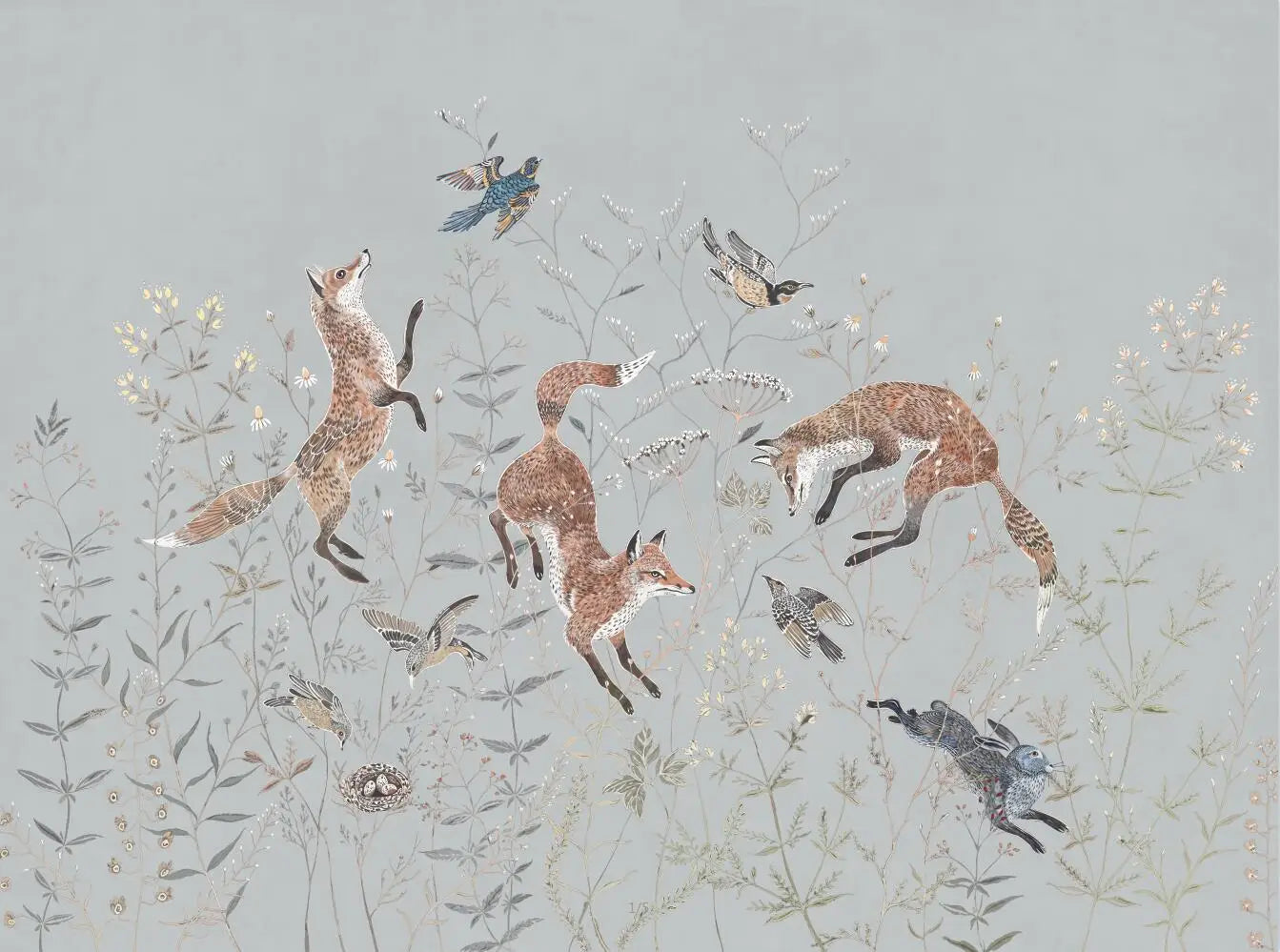 Forest Fox Wallpaper Mural white tan