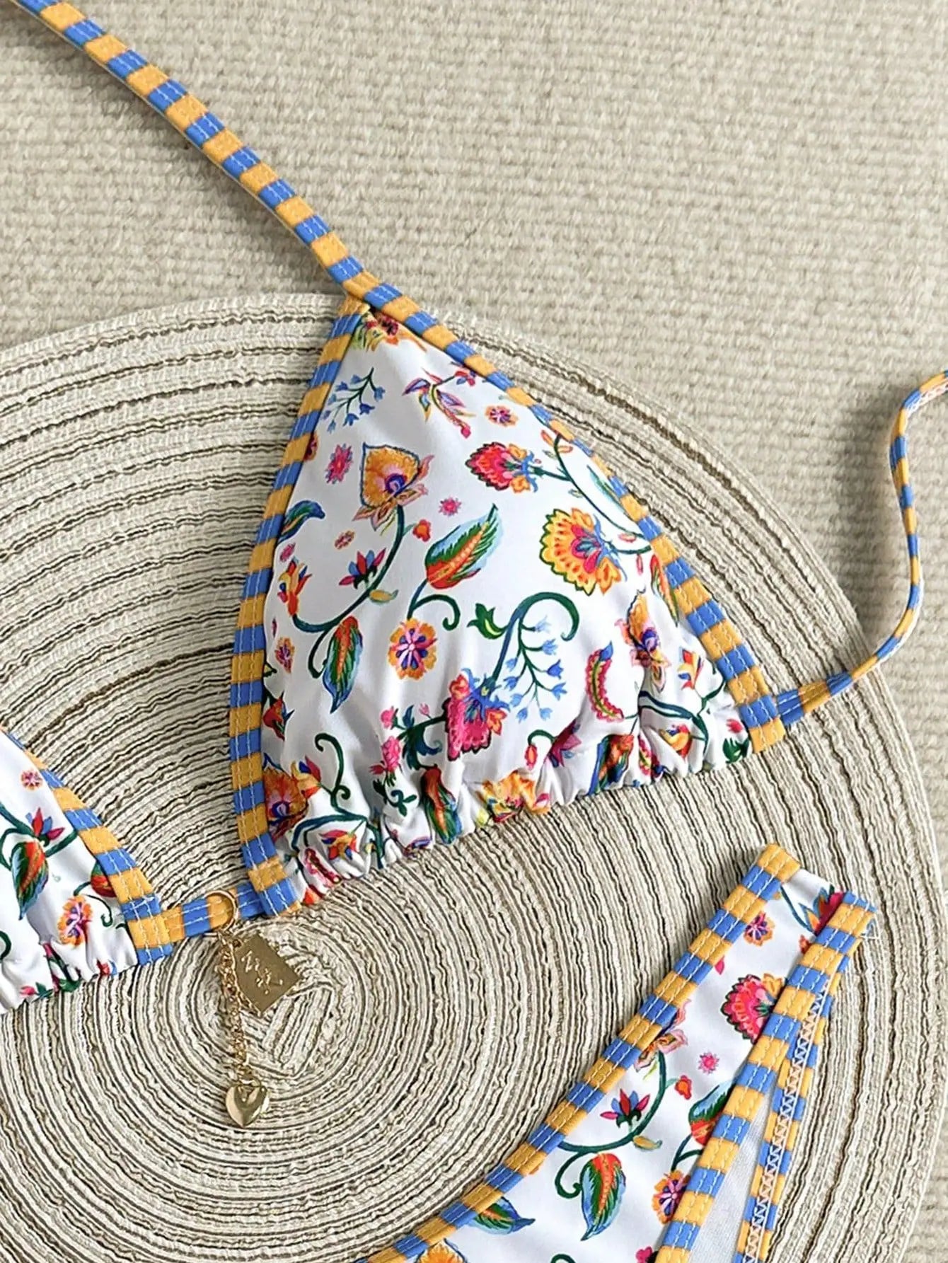 Sexy White Floral Print Micro Bikini 2026 Women Brazilian Push Up Bra Thong Swimsuit Beach Bathing Suit Holiday Swimwear Biquini - -
