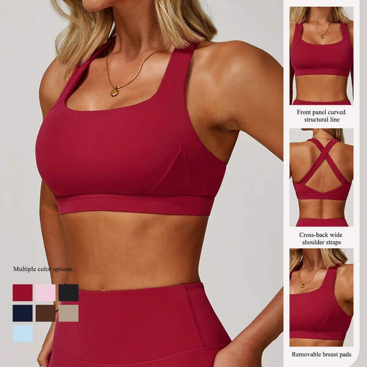 Hearuisavy Quick-Dry Backless Yoga Clothes Running Vest Women Workout Brassiere Fitness Gym Tank Top Women Push up Sports Bra - -