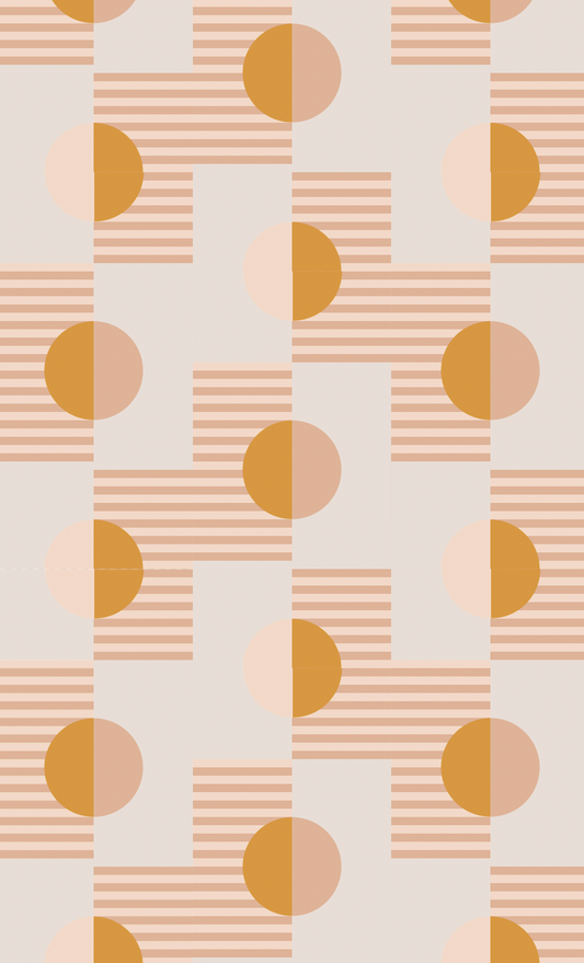 Summer Suns Wallpaper, blush and mustard - LUXE Peel & Stick - Wallpaper