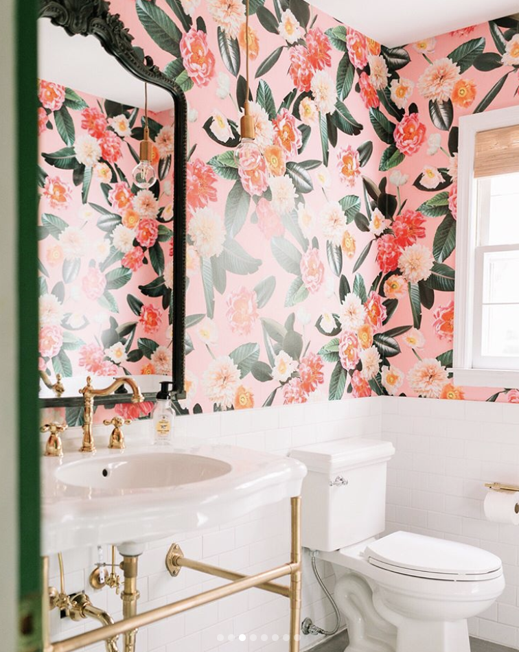 Flower Party Wallpaper, pink- Samantha Santana Creative- {{Product type}}