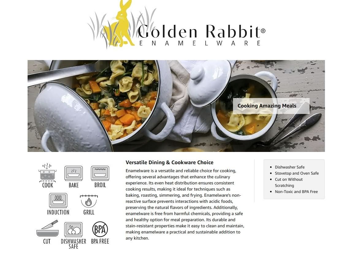 Golden Rabbit Enamelware Modern Monet Medium Colander - - Kitchen