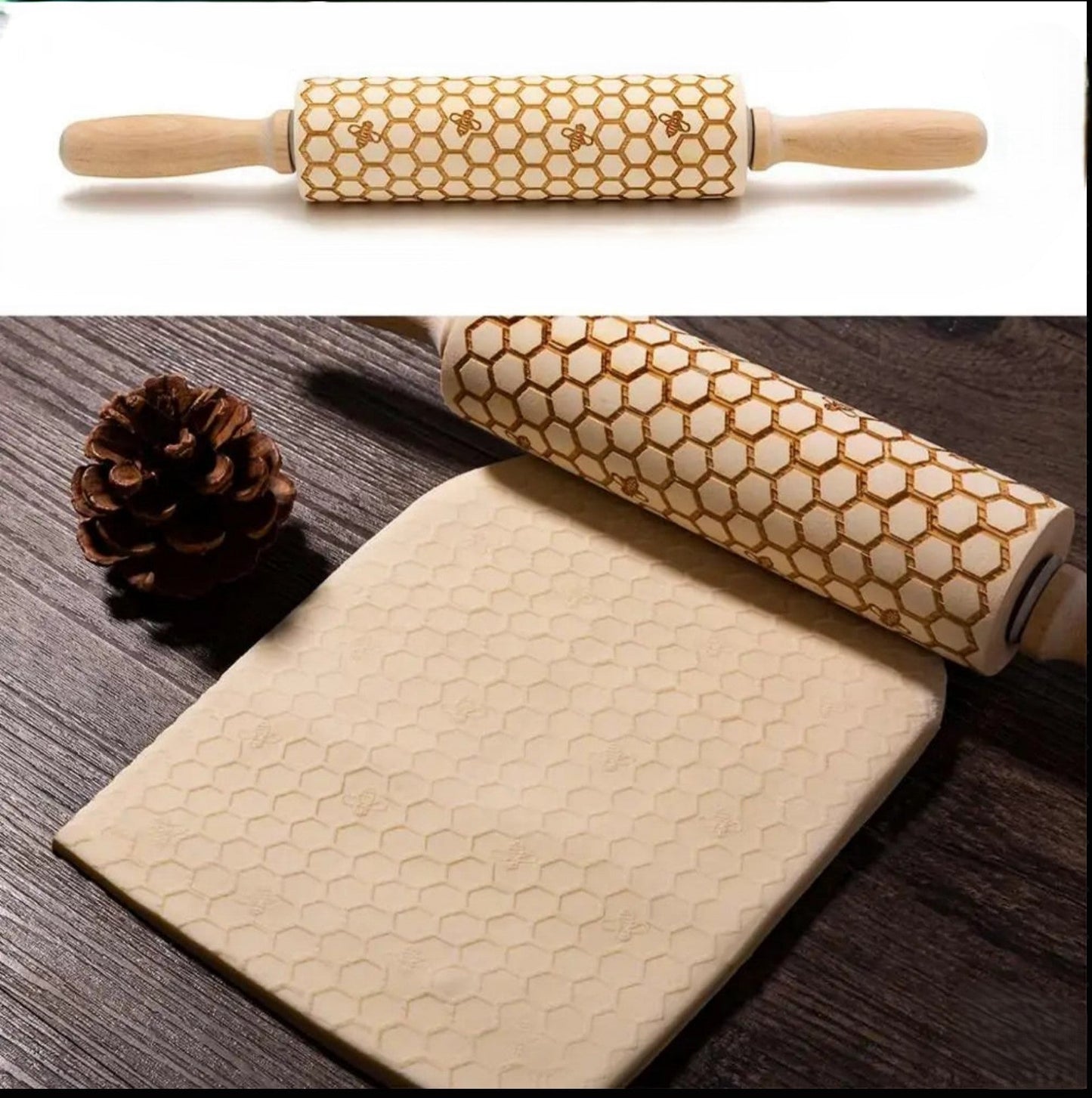 Wooden Embossed Rolling Pin - Kia Day Design
