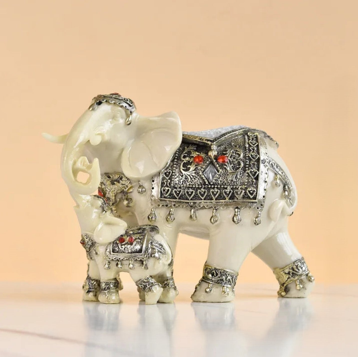 Home Decor Design Elephant Ceramic Animal Figure Statue white gold