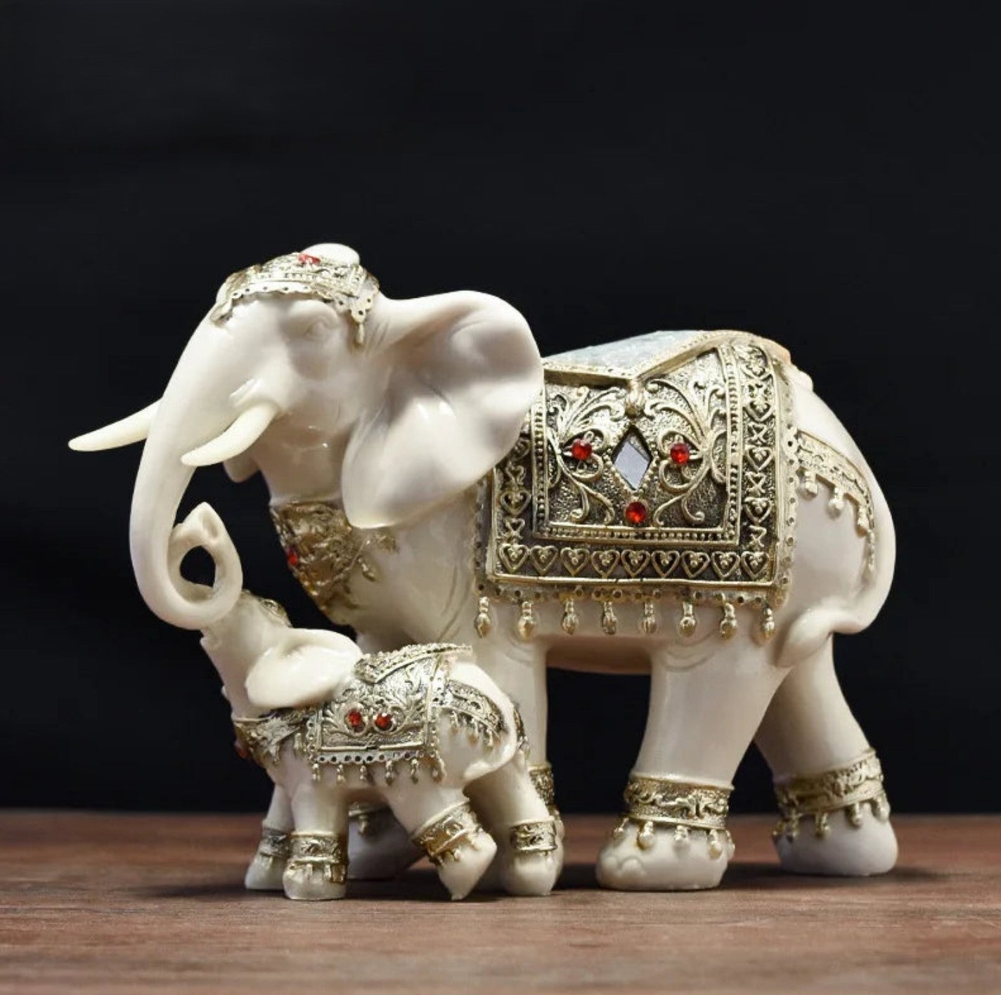 Home Decor Design Elephant Ceramic Animal Figure Statue White gold