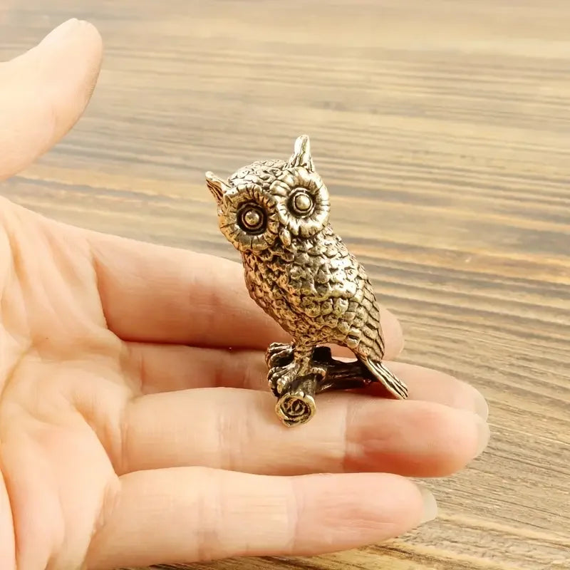 Copper Craft Brass Solid Owl Statue, Creative Animal Desk Ornaments, Desktop Home Decoration, Collectible, Cute Statue Ornament - -