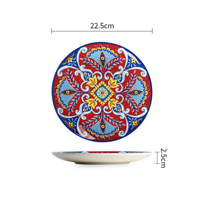 Colorful Ceramic Plates Dishware red light blue yellow 1pc