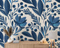 Blue Watercolor Floral Pattern Peel and Stick Wallpaper Kia Day Design