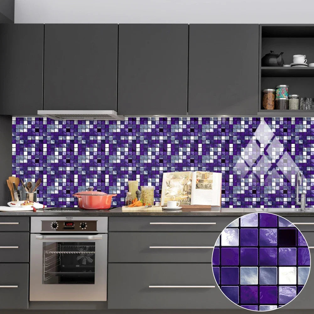 10pcs Mosaic Hard Tiles Sticker 2d Peel & Stick