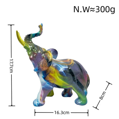 Graffiti Elephant Sculpture yellow light blue