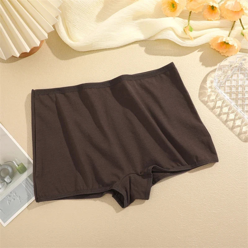 4PCS Women's Panties Cotton Seamless Sports Boxers Underwear Female Solid Color Briefs Cozy Lingerie Intimate Underpants XS-XL - -