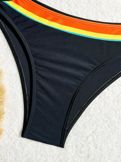 Women's Rainbow Color Bikini Set Sexy Beach Vacation Backless 2 Piece Swimsuit 2024 Summer Bathing Suit Bra Push Up Swimwear - -