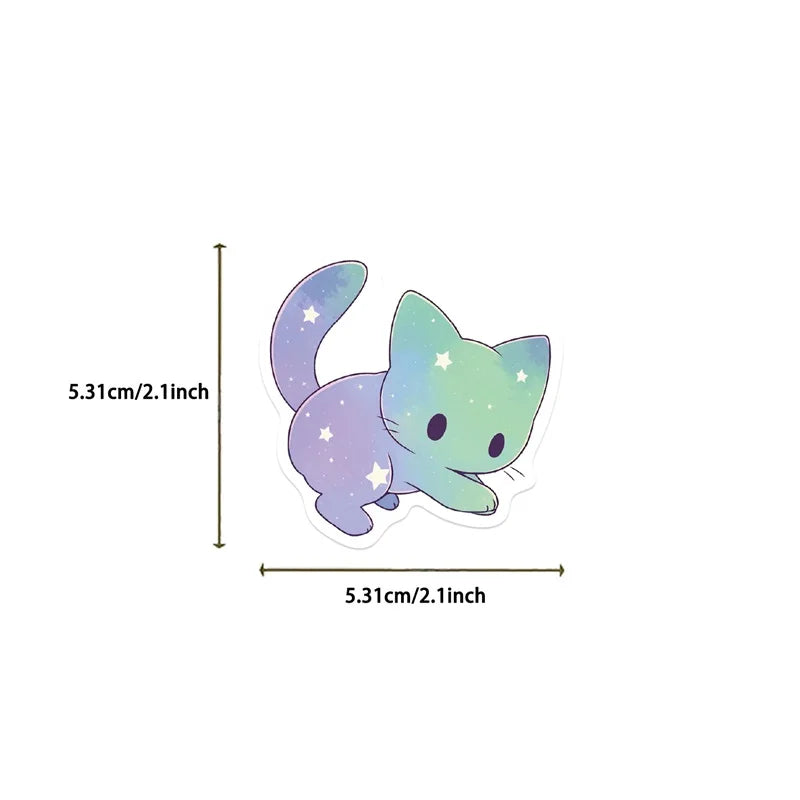 10/30/50pcs Starry Sky Cat PVC Stickers Kia Day Design