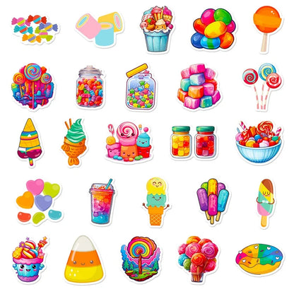 10/30/50pcs Rainbow Candy Colorful PVC Stickers Kia Day Design