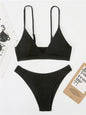 Sexy Extreme Micro Bikini Set 2024 Women White Black Wave V Neck Push Up Thong Swimsuit Beach Bathing Suit Two Piece Swimwear - black -