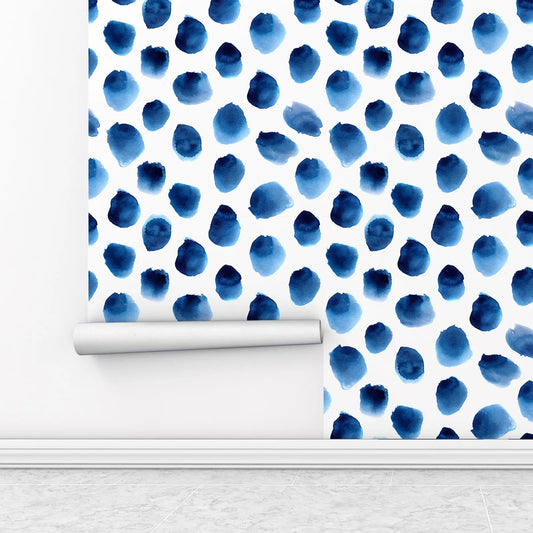 Watercolor Blue Dots Wallpaper Kia Day Design