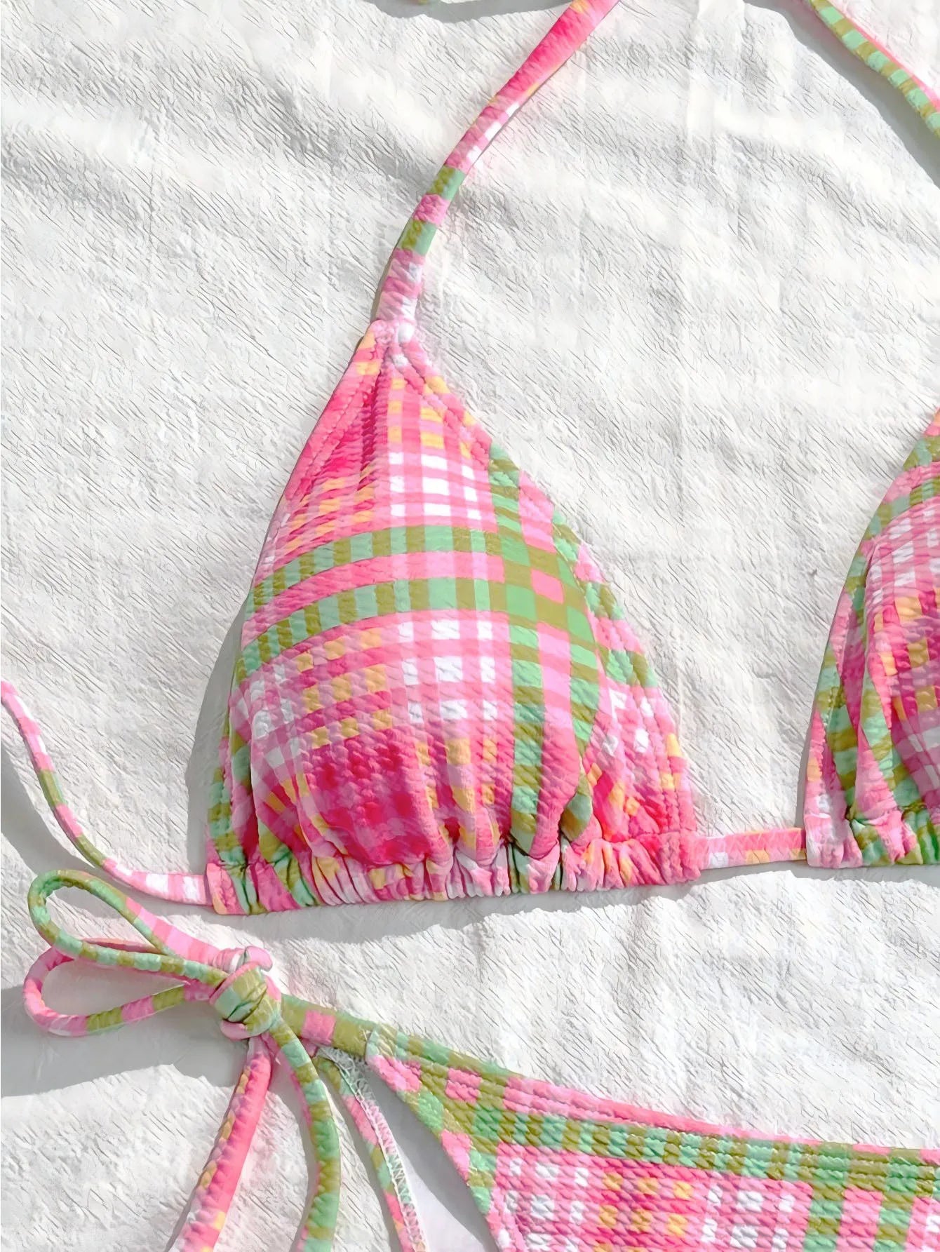 Sexy Pink Striped Micro Bikini 2026 Women Halter Push Up Bra Tie Side Thong Swimwear Bathing Suit Vacation Swimsuit Biquini - -
