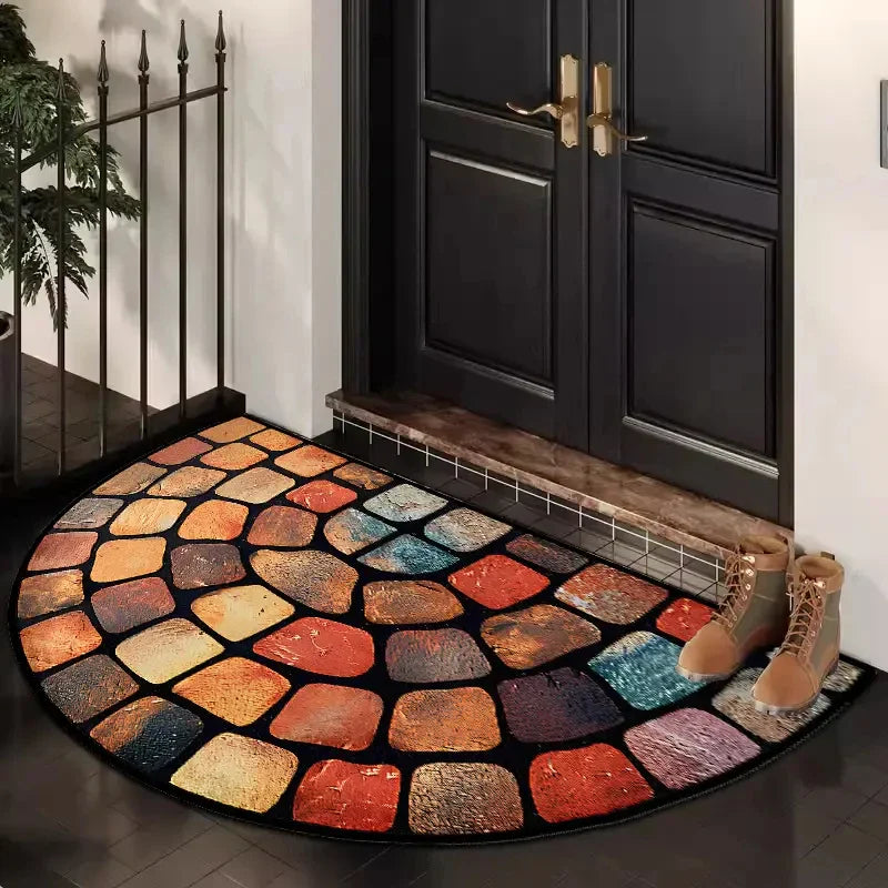 VIKAMA Bohemian Semi-Circular Carpet, Indoor And Outdoor Entrance Mat, Bathroom Door Mat, Soft And Anti-Slip Home Decoration. - LFLR-13 -