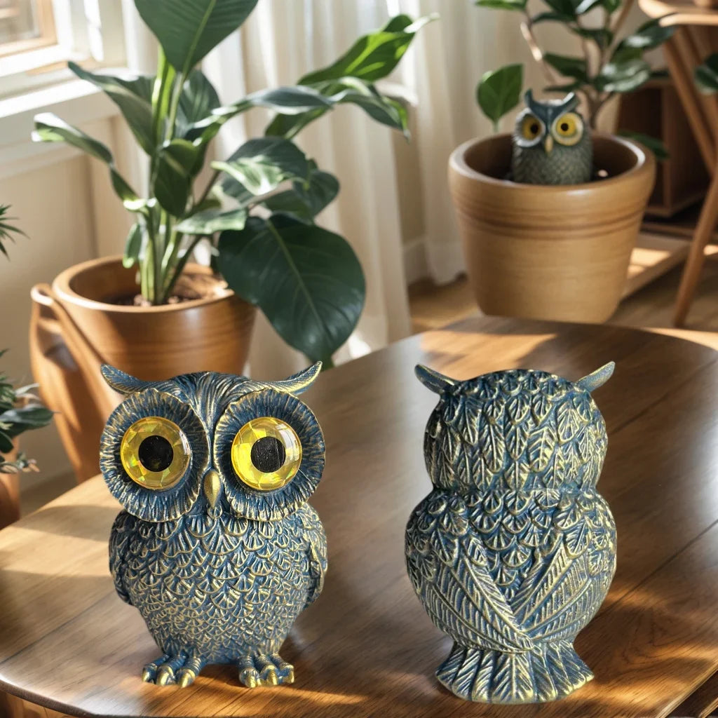 1 Piece of Retro-Style Cute Big-Eyed Owl Figurine, Creative Desktop Decoration Resin Craft, Adds Artistic Flair, Full of Details - -