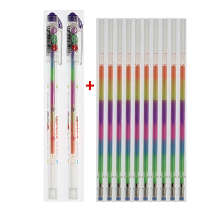 10 Refills 2 Pen Sets 6 Colors Rainbow Gel Pen