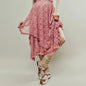Vintage Lace Flower Women Midi Skirts Elastic High Waist Skirts Spring Summer Chic Irregular Hem Casual Female Skirts - Pink -