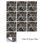 10pcs Mosaic Hard Tiles Sticker 2d Peel & Stick black grey tan