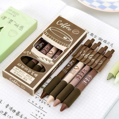 4Pcs Set Green Coffee Series 0.5MM Gel Pen Brown