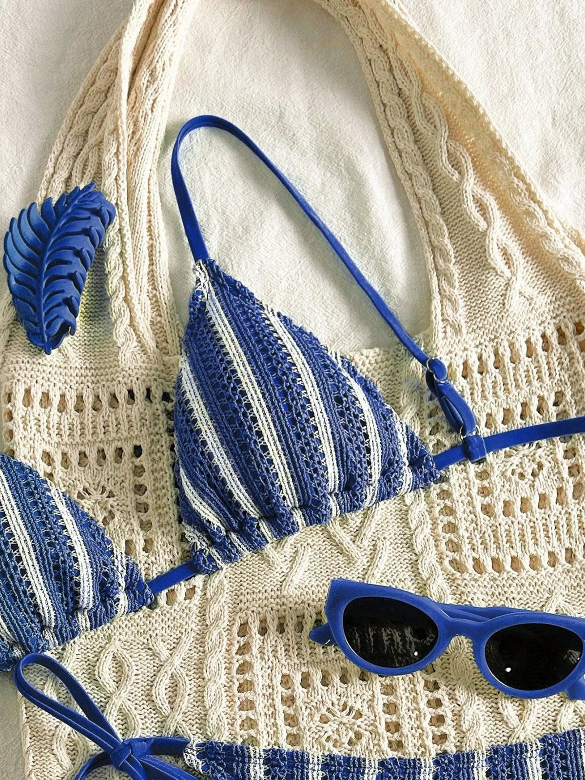 Sexy Orange Striped Bikini Set 2026 Women Halter Push Up Bra Tassel Bandage Thong Swimsuit Summer Holiday Bathing Suit Swimwear - -