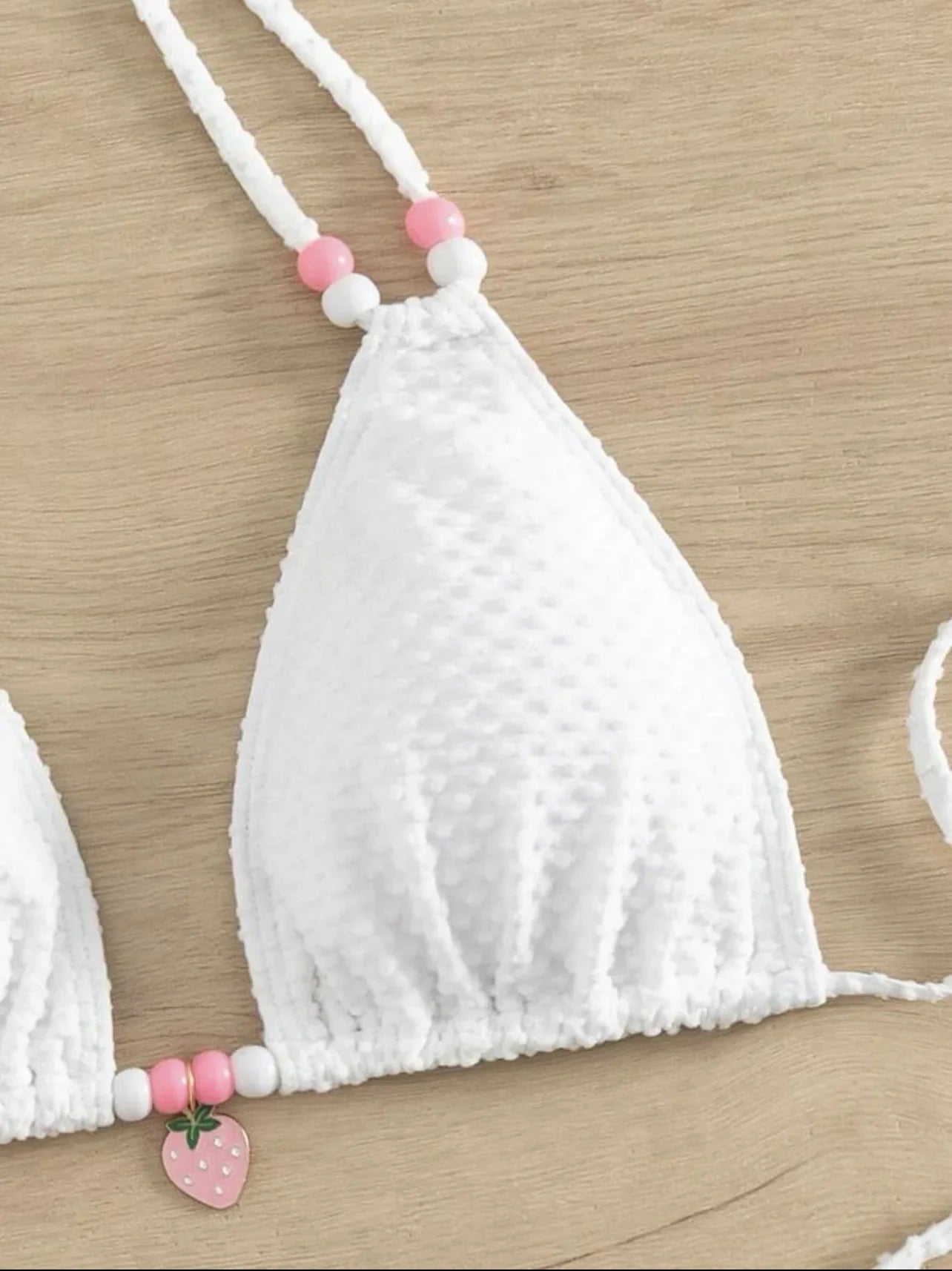 Sexy Pink Bikini 2024 Swimsuit Women White Pearl Strap Push Up Micro Swimwear Brazilian Bathing Suit Tie Side Thong Bikinis Sets - -